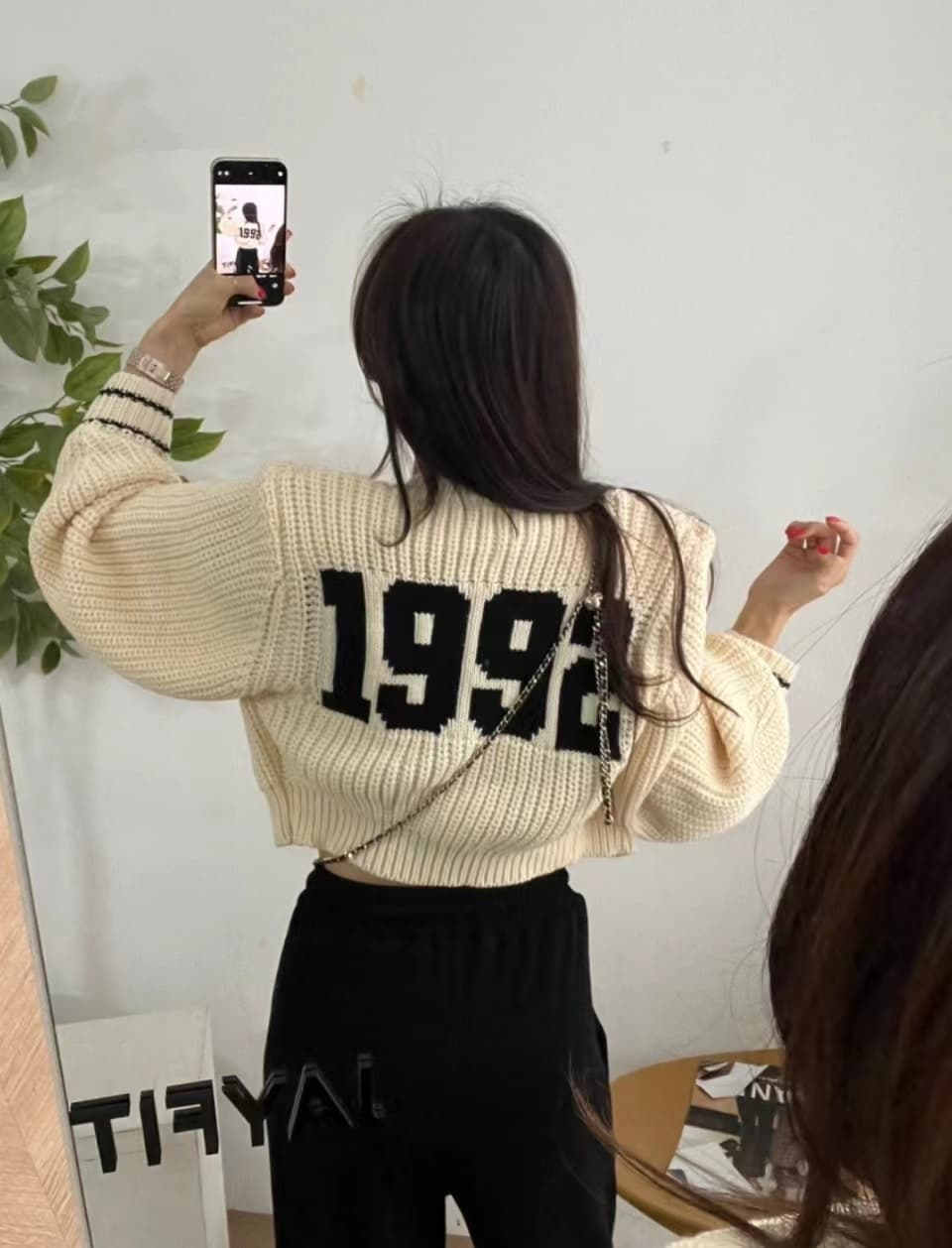 뒤로 알파벳 프린트 니트 오픈 가디건 여성 코트 한국 레트로 라운드 넥 더블 지퍼 허리 수축 쇼트 스타일 연령 감소 맨위 상세 이미지 21