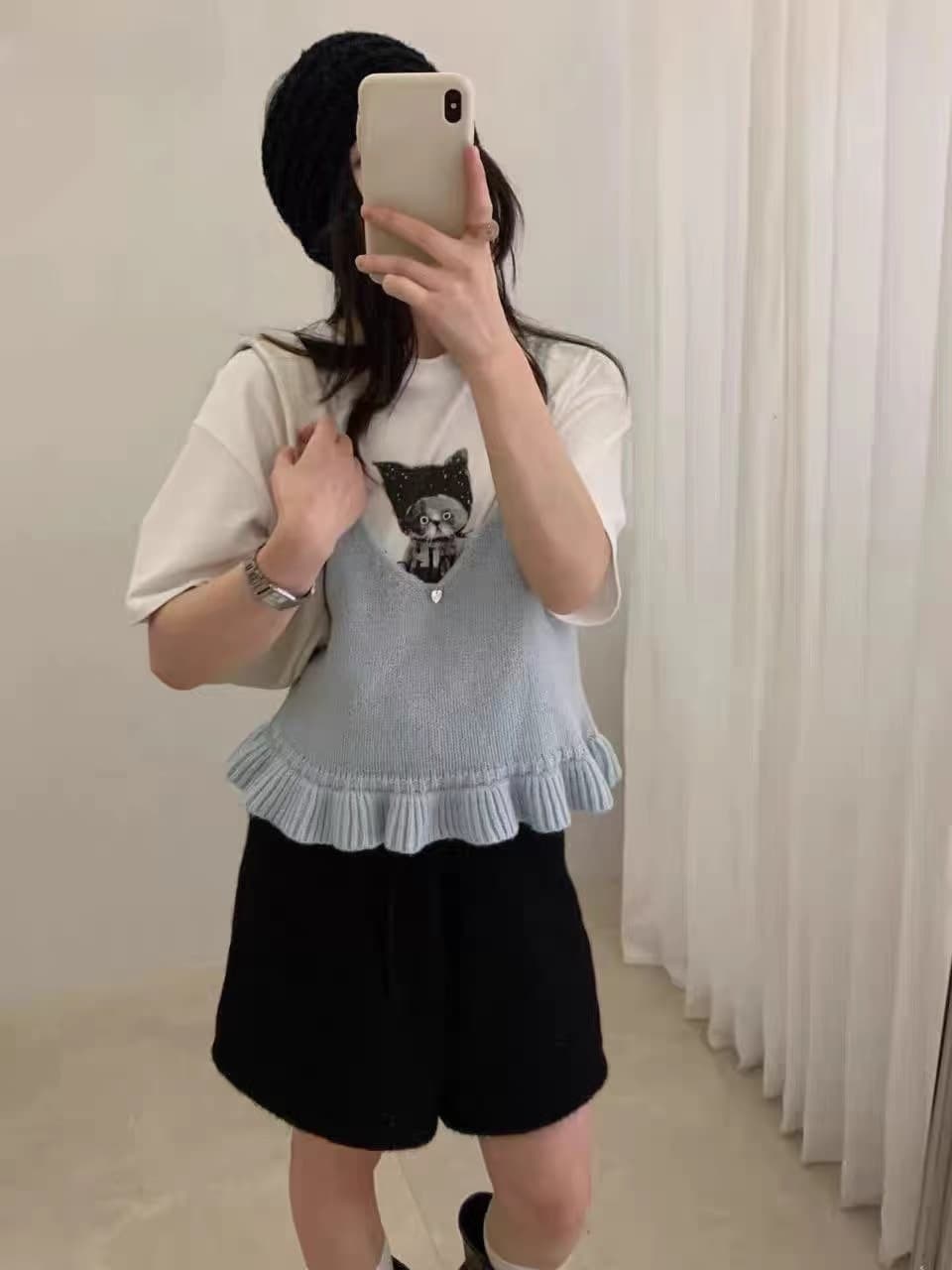 한국 목이버섯 레이스 Chic 양모 니트 캐미솔 봄 여름 새로운 작은 대중 스택 착용 고급 센스 켜기 상세 이미지 12