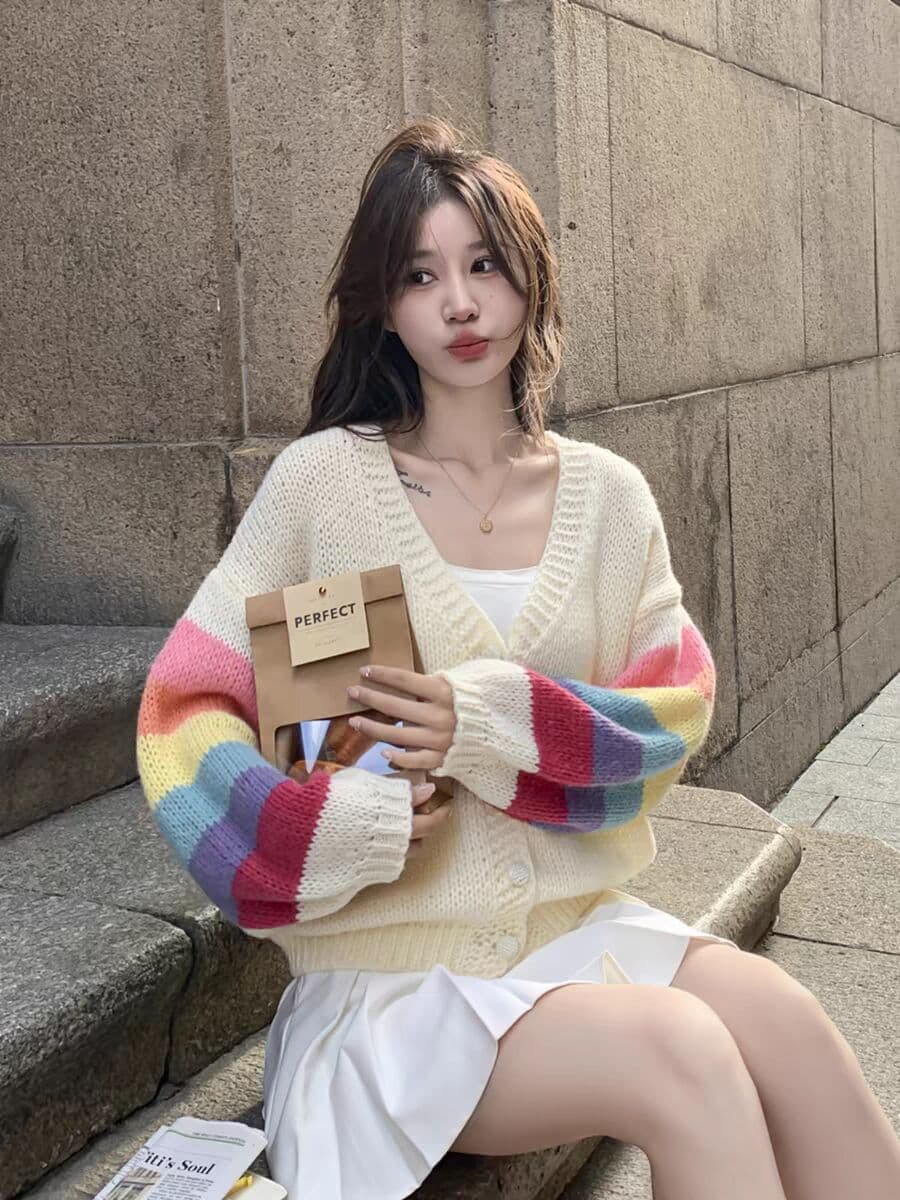 모헤어 니트 오픈 가디건 가을 여성 2026 새로운 작은 키 루즈핏 디자인 센스 달콤함 루즈핏 재킷 트렌디 상세 이미지 5