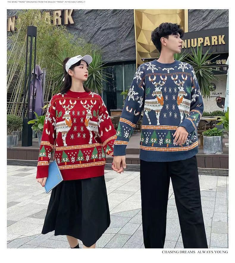 유럽 역 아마존 정품 빨간색 커플 생일 스웨터 여자 폭발 두꺼운 루즈핏 슬림해 보이는 풀오버 다용도 상세 이미지 6