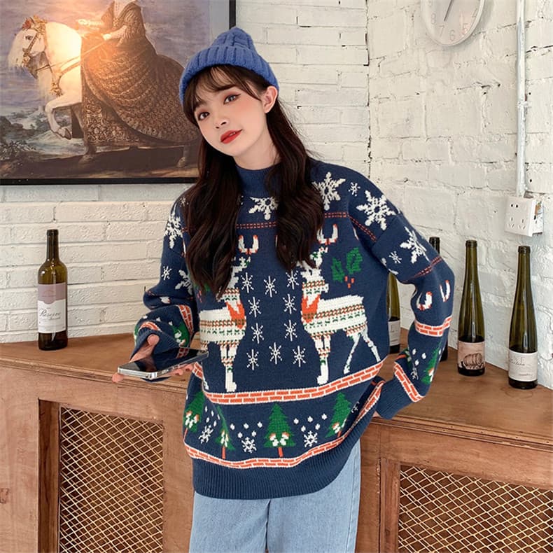 유럽 역 아마존 정품 빨간색 커플 생일 스웨터 여자 폭발 두꺼운 루즈핏 슬림해 보이는 풀오버 다용도 상세 이미지 19