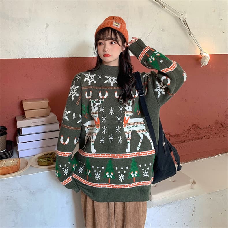 유럽 역 아마존 정품 빨간색 커플 생일 스웨터 여자 폭발 두꺼운 루즈핏 슬림해 보이는 풀오버 다용도 상세 이미지 27