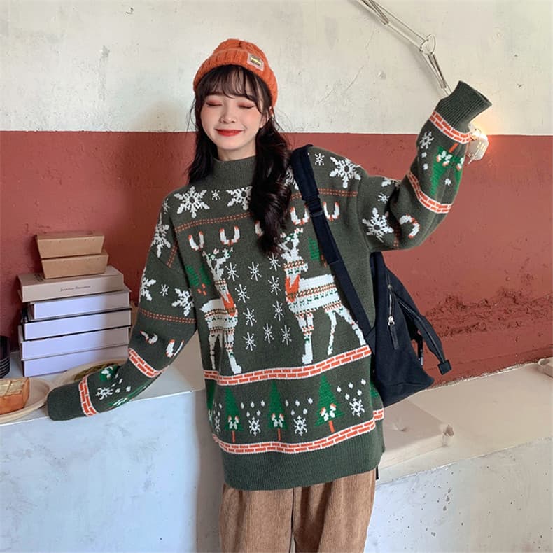 유럽 역 아마존 정품 빨간색 커플 생일 스웨터 여자 폭발 두꺼운 루즈핏 슬림해 보이는 풀오버 다용도 상세 이미지 29