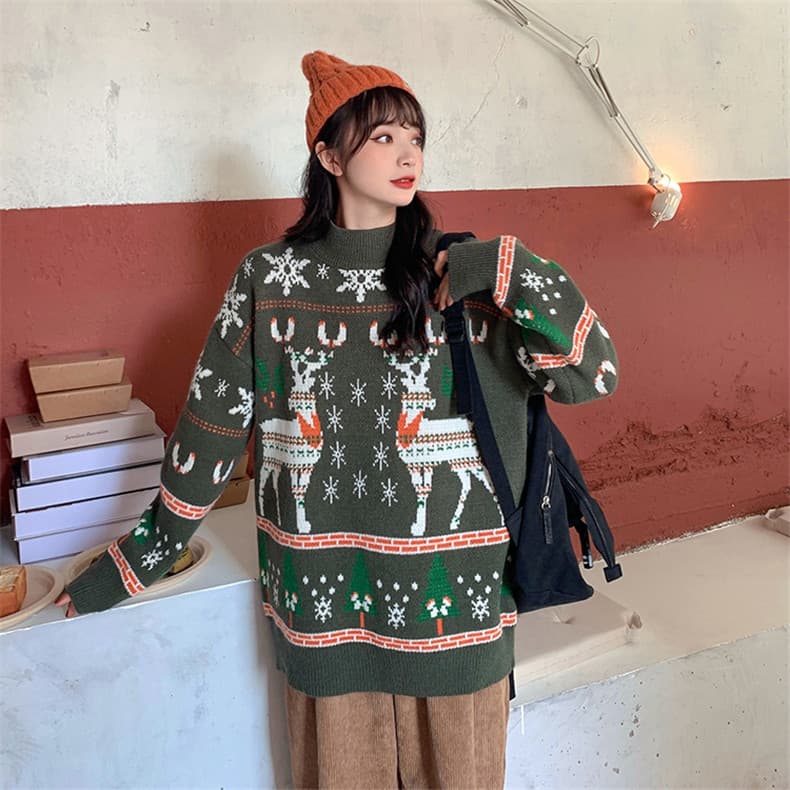 유럽 역 아마존 정품 빨간색 커플 생일 스웨터 여자 폭발 두꺼운 루즈핏 슬림해 보이는 풀오버 다용도 상세 이미지 30