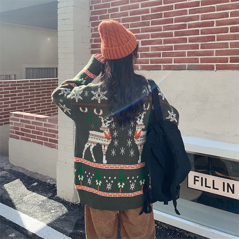 유럽 역 아마존 정품 빨간색 커플 생일 스웨터 여자 폭발 두꺼운 루즈핏 슬림해 보이는 풀오버 다용도 상세 이미지 38