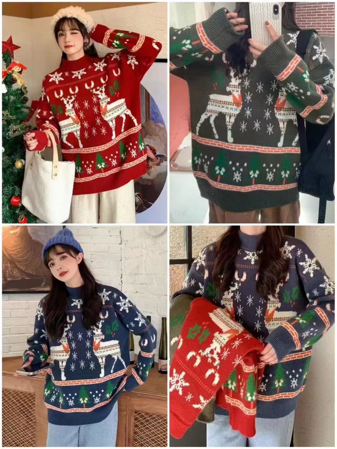 유럽 역 아마존 정품 빨간색 커플 생일 스웨터 여자 폭발 두꺼운 루즈핏 슬림해 보이는 풀오버 다용도 상세 이미지 39