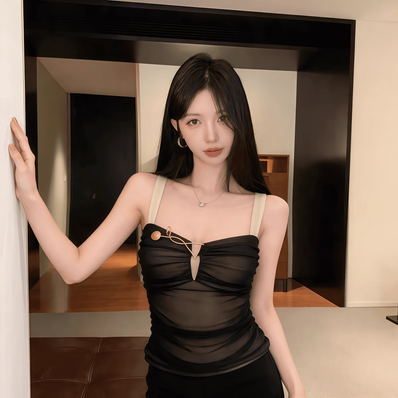명문 여성 바람 망사 캐미솔 외출용 여름 핫걸 맨위 허리 수축 몸매 가꾸기 디자인 고급 센스 벨트 가슴 패드 상세 이미지 19