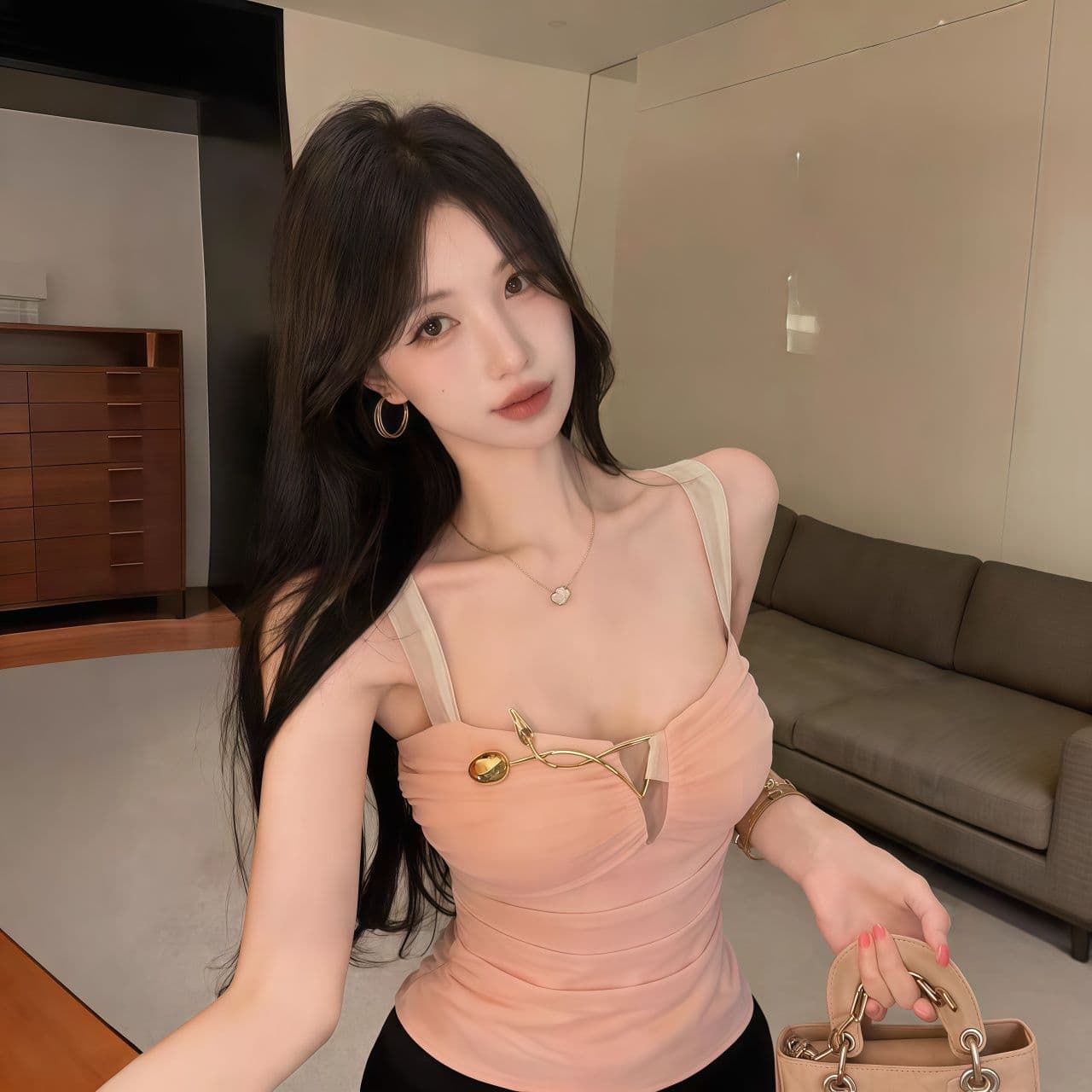 명문 여성 바람 망사 캐미솔 외출용 여름 핫걸 맨위 허리 수축 몸매 가꾸기 디자인 고급 센스 벨트 가슴 패드 상세 이미지 21