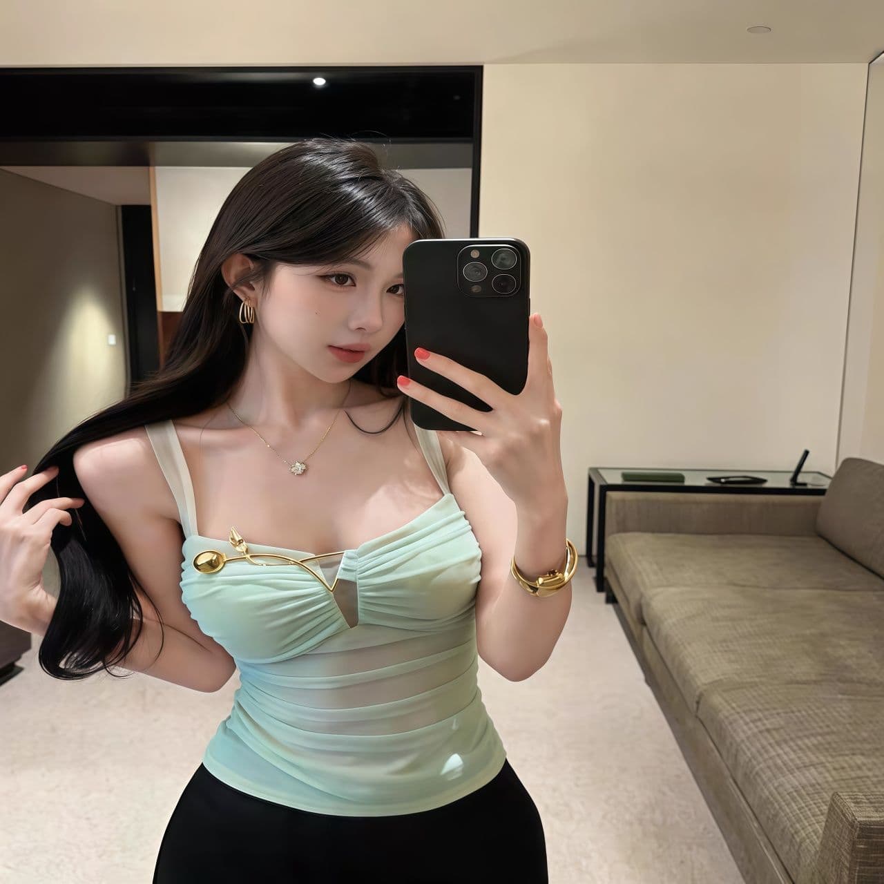 명문 여성 바람 망사 캐미솔 외출용 여름 핫걸 맨위 허리 수축 몸매 가꾸기 디자인 고급 센스 벨트 가슴 패드 상세 이미지 23