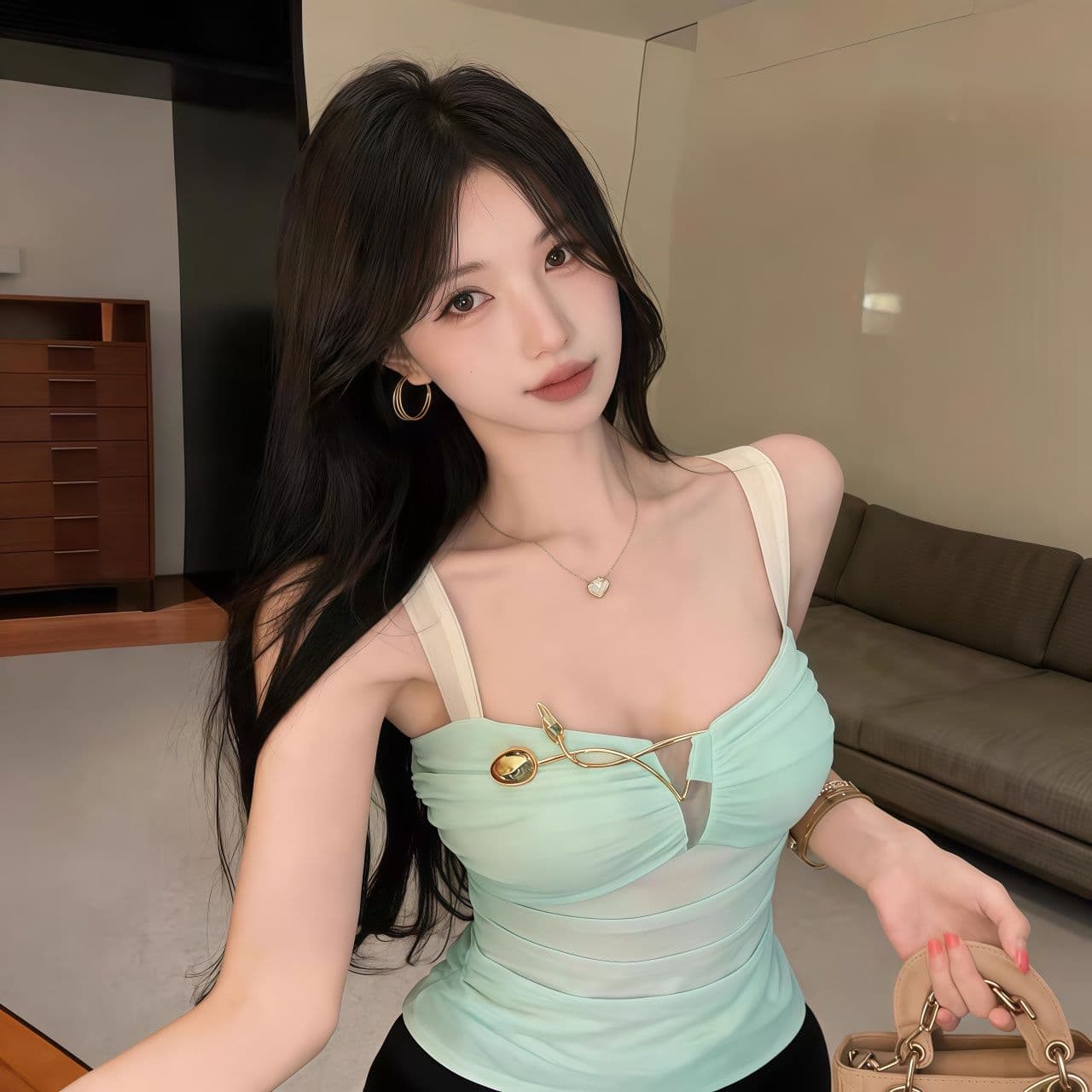명문 여성 바람 망사 캐미솔 외출용 여름 핫걸 맨위 허리 수축 몸매 가꾸기 디자인 고급 센스 벨트 가슴 패드 상세 이미지 24