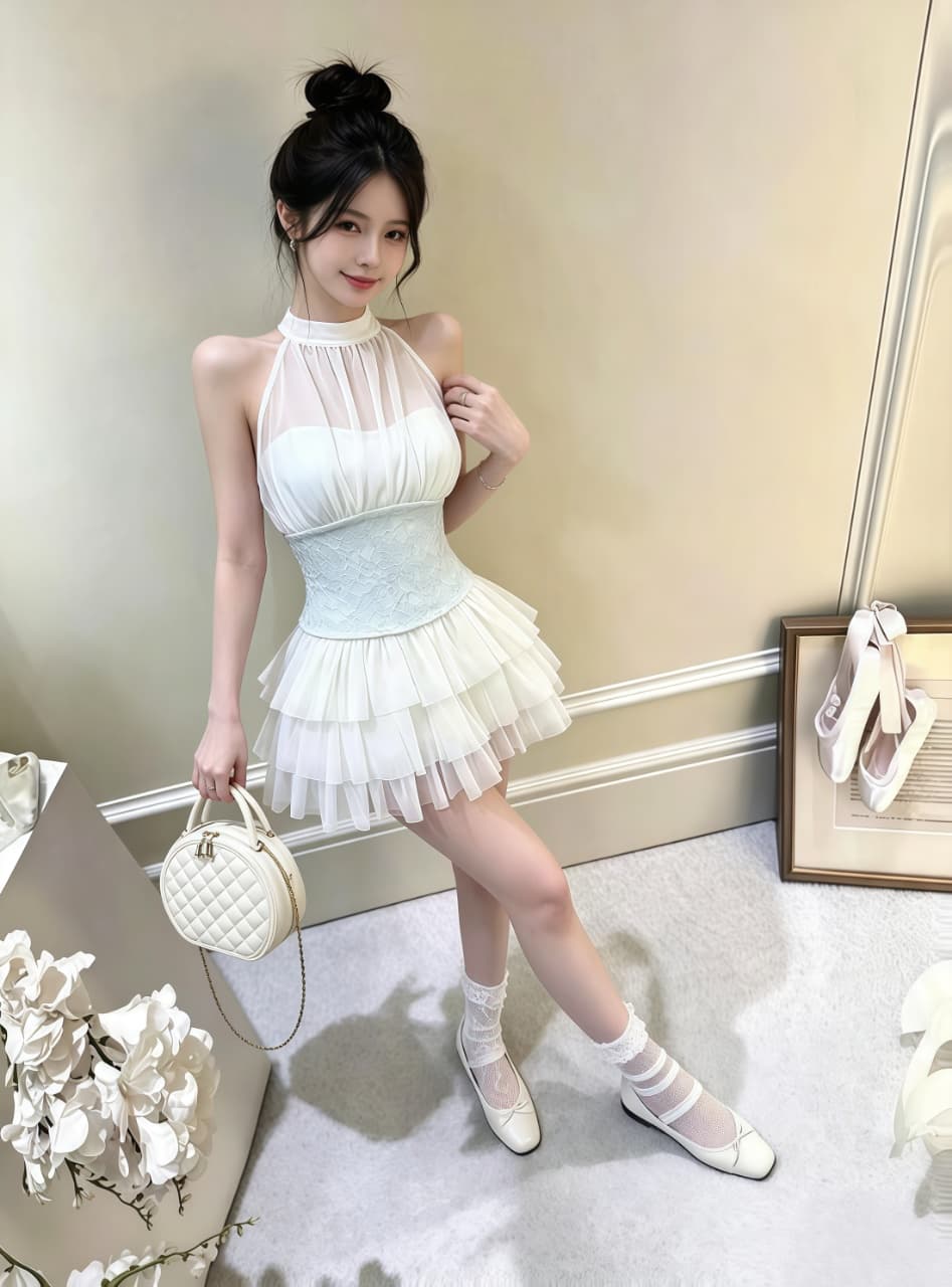 여름 새로운 2026 순수한 욕망 레이스 행침 목 아름다움 멜빵 가슴 패드 상세 이미지 9