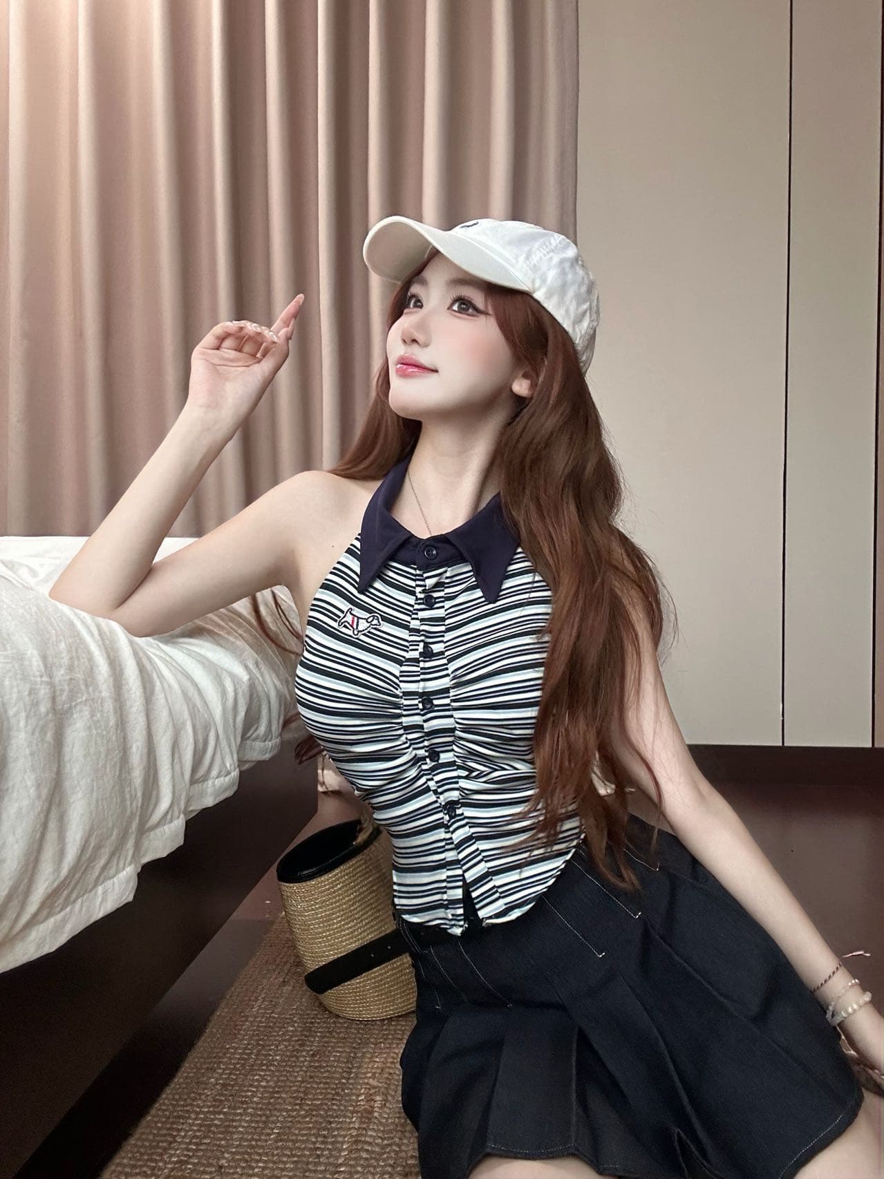 여름 새로운 순수한 욕망 바람 POLO 칼라 행침 목 스트라이프 조끼 디자인 센스 몸매 가꾸기 슬림해 보이는 다용도 맨위 상세 이미지 12