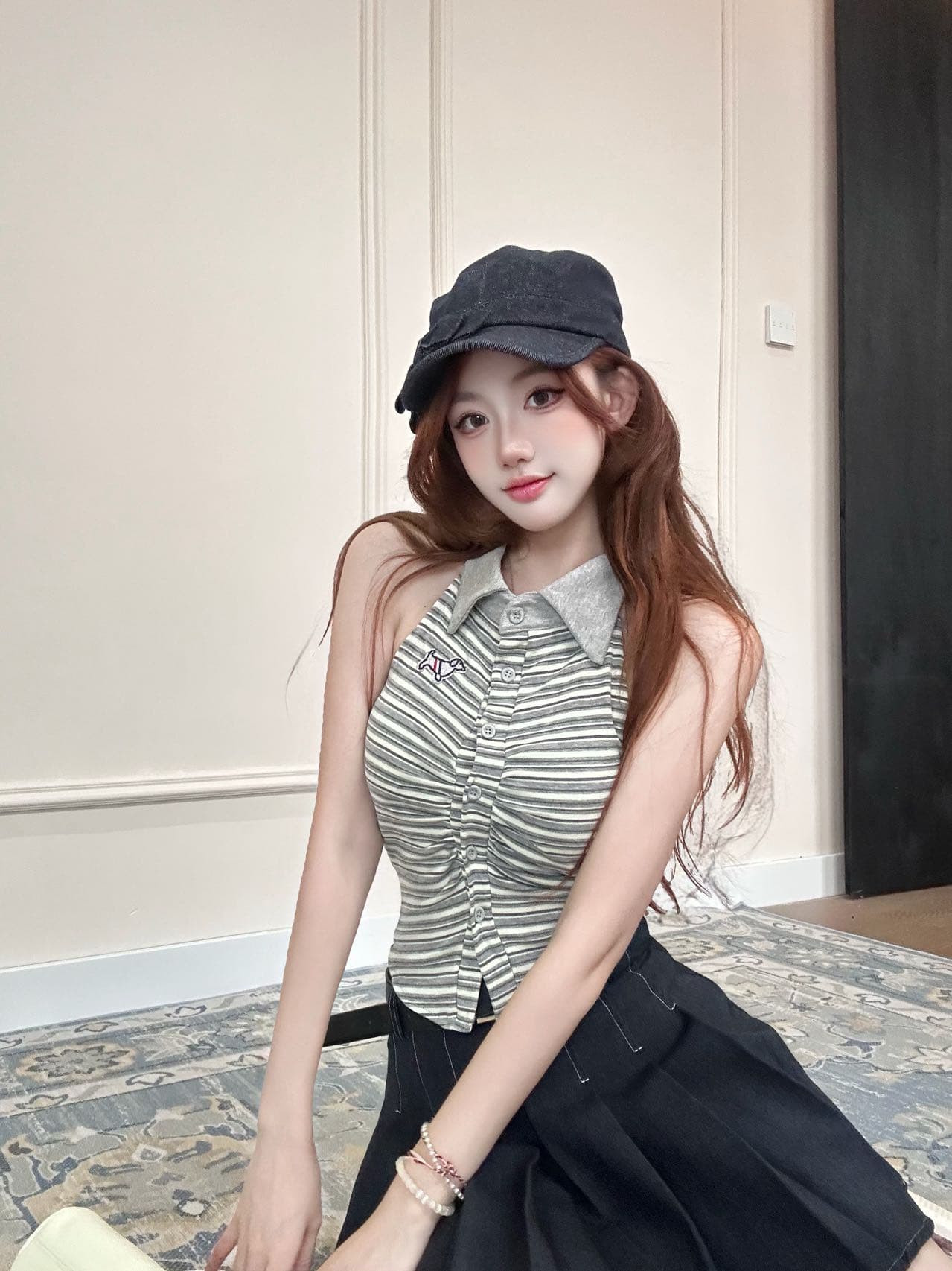 여름 새로운 순수한 욕망 바람 POLO 칼라 행침 목 스트라이프 조끼 디자인 센스 몸매 가꾸기 슬림해 보이는 다용도 맨위 상세 이미지 14