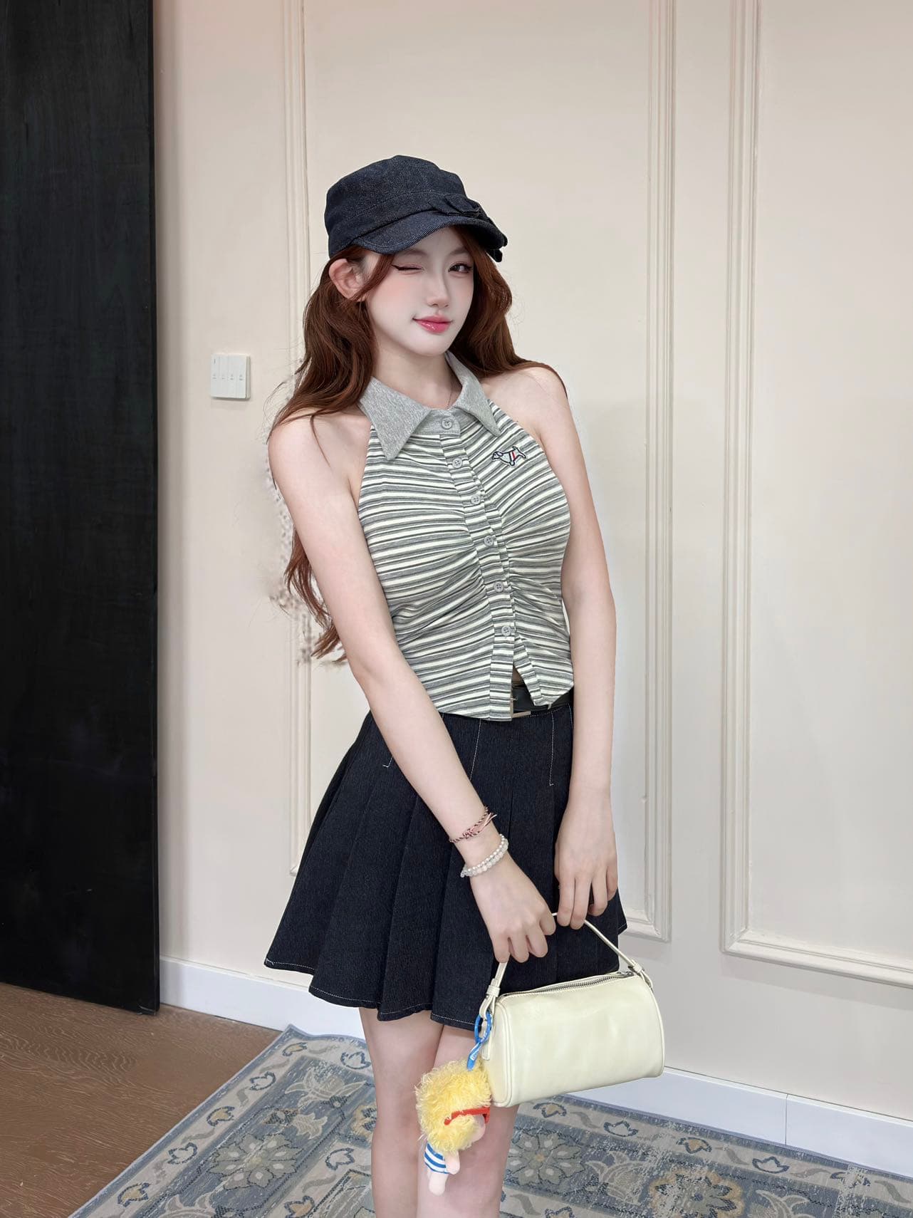 여름 새로운 순수한 욕망 바람 POLO 칼라 행침 목 스트라이프 조끼 디자인 센스 몸매 가꾸기 슬림해 보이는 다용도 맨위 상세 이미지 15