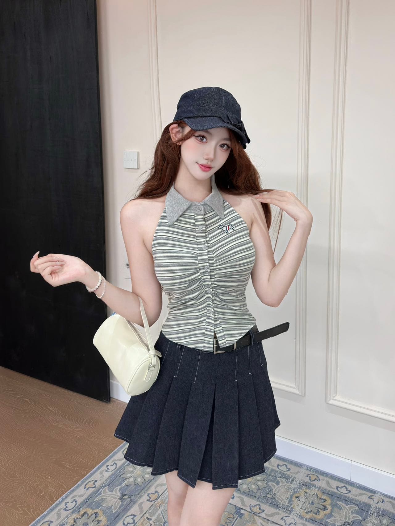 여름 새로운 순수한 욕망 바람 POLO 칼라 행침 목 스트라이프 조끼 디자인 센스 몸매 가꾸기 슬림해 보이는 다용도 맨위 상세 이미지 18