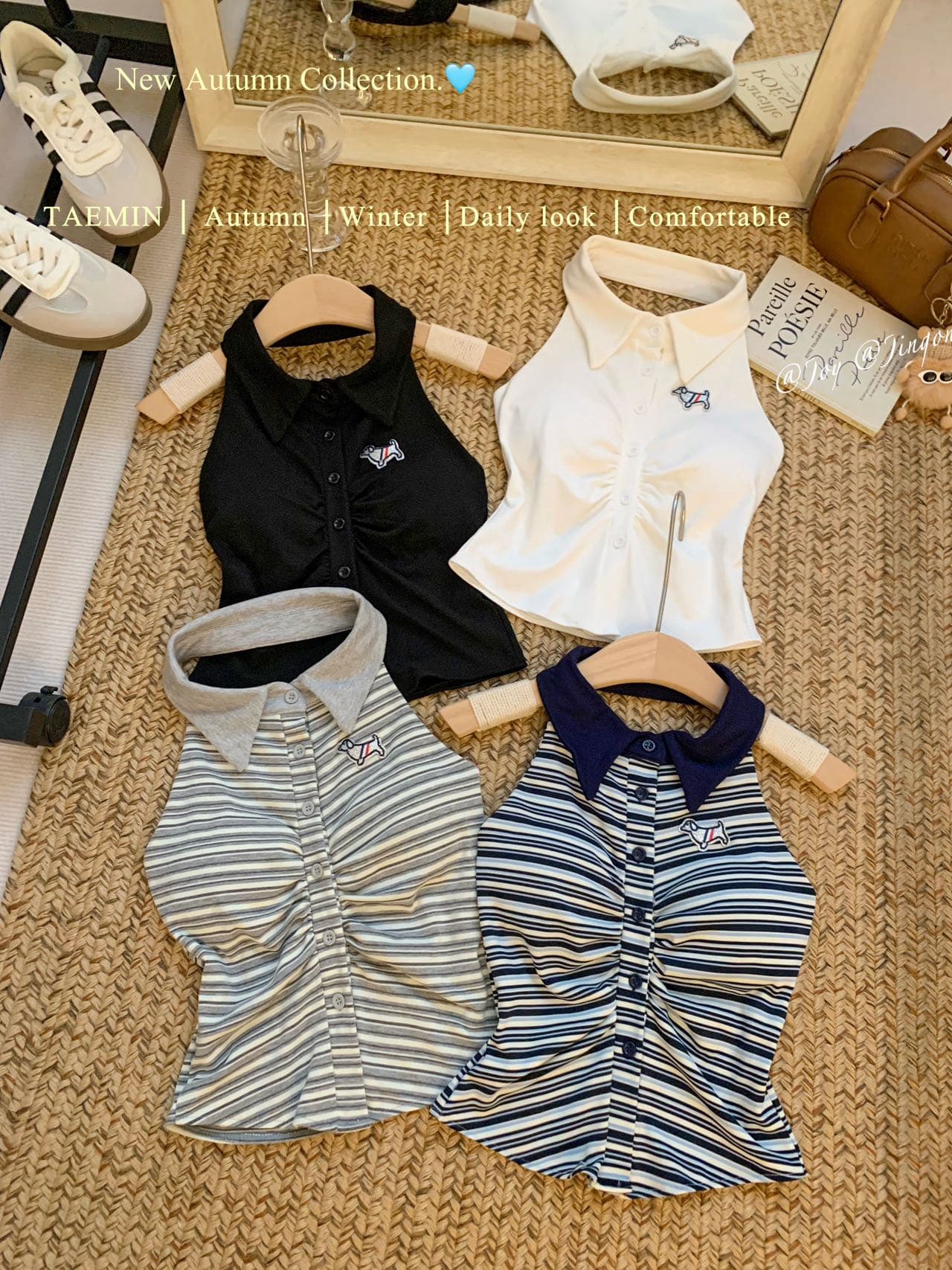 여름 새로운 순수한 욕망 바람 POLO 칼라 행침 목 스트라이프 조끼 디자인 센스 몸매 가꾸기 슬림해 보이는 다용도 맨위 상세 이미지 38