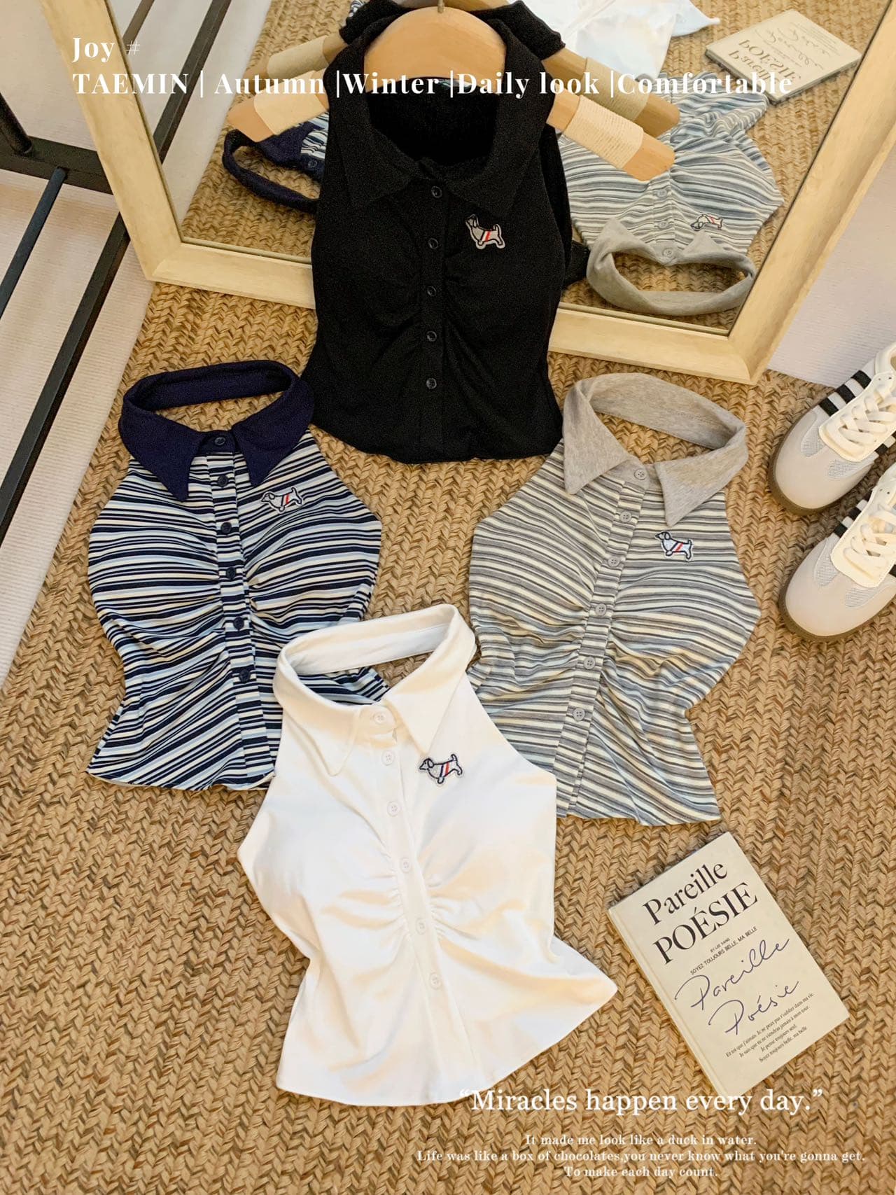 여름 새로운 순수한 욕망 바람 POLO 칼라 행침 목 스트라이프 조끼 디자인 센스 몸매 가꾸기 슬림해 보이는 다용도 맨위 상세 이미지 47