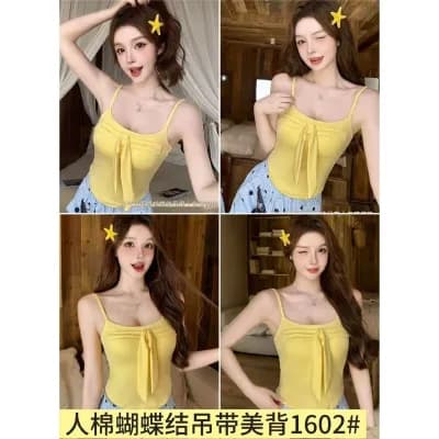 달콤함 소녀 바람 활력 분위기 센스 부드러운 연령 감소 미니멀리즘 디자인 센스 나만의 것을 가져와 라. 가슴 패드 3 차원 나비 매듭 슬립 상세 이미지 1