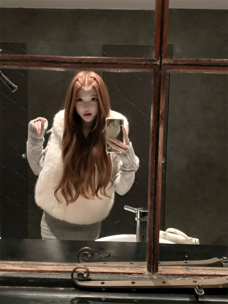 작은 키 한 부서 느긋한 바람 회색 니트 원피스 아이들 가을 겨울 새로운 스웨터 세트 타이트 스커트 투피스 세트 상세 이미지 16