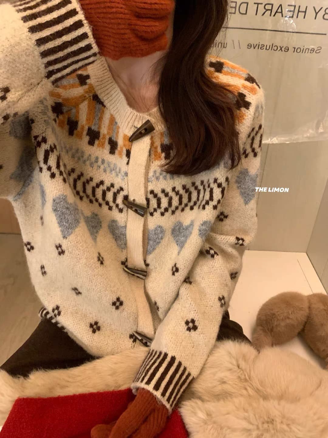 한 부서 무거운 작업 공정한 섬 소뿔 버클 스웨터 오픈 가디건 여성 슈퍼 잘 생긴 루즈핏 외국 가스 다용도 니트 재킷 맨위 이미지 4