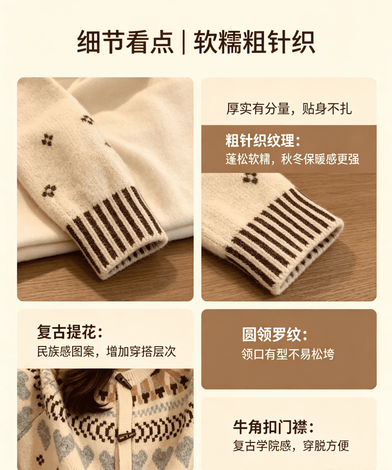 한 부서 무거운 작업 공정한 섬 소뿔 버클 스웨터 오픈 가디건 여성 슈퍼 잘 생긴 루즈핏 외국 가스 다용도 니트 재킷 맨위 상세 이미지 19