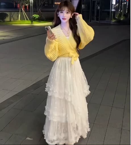 한국 동대문 차 부서 착용 가져 가라. 새로운 부드러운 바람 품격 하이웨이스트 레이스업 긴 머리 모헤어 쇼트 스타일 맨위 상세 이미지 3