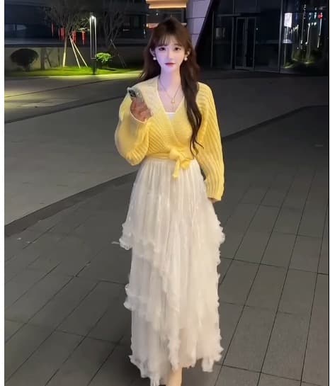 한국 동대문 차 부서 착용 가져 가라. 새로운 부드러운 바람 품격 하이웨이스트 레이스업 긴 머리 모헤어 쇼트 스타일 맨위 상세 이미지 4