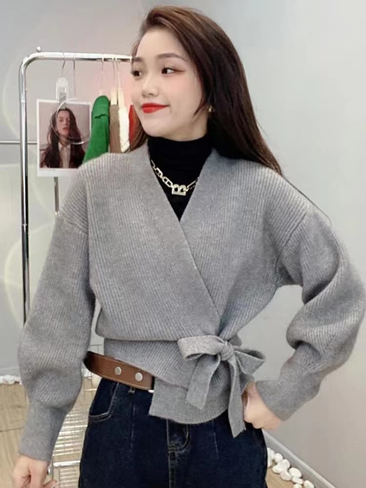 레트로 디자인 센스 작은 대중 맨위 여성 가을 겨울 새로운 일본식 느긋한 바람 다용도 슬림해 보이는 오픈 가디건 스웨터 코트 상세 이미지 21