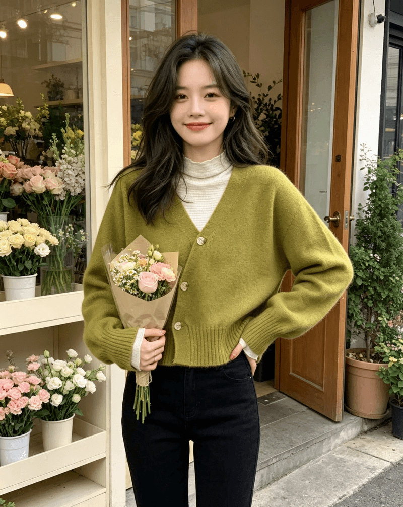 V넥 오픈 가디건 스웨터 여자 봄 가을 외출용 디자인 센스 루즈핏 느긋한 바람 Chic 작은 대중 쇼트 스타일 니트 맨위 상세 이미지 18