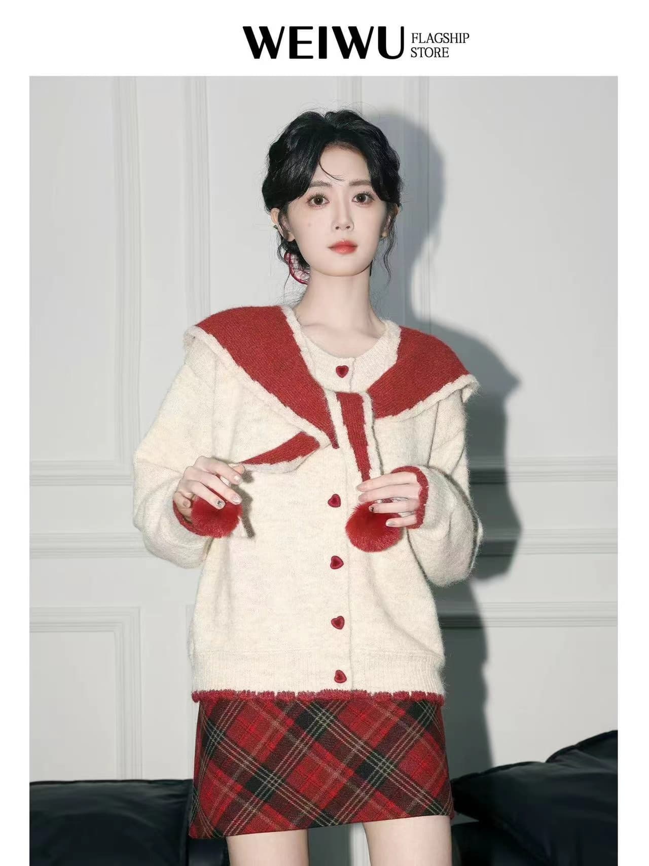 하트 버클 숄 털 공 부드러운 찹쌀 니트 오픈 가디건 스웨터 코트 가을 겨울철 고급 센스 프랑스식 패치워크 맨위 상세 이미지 21
