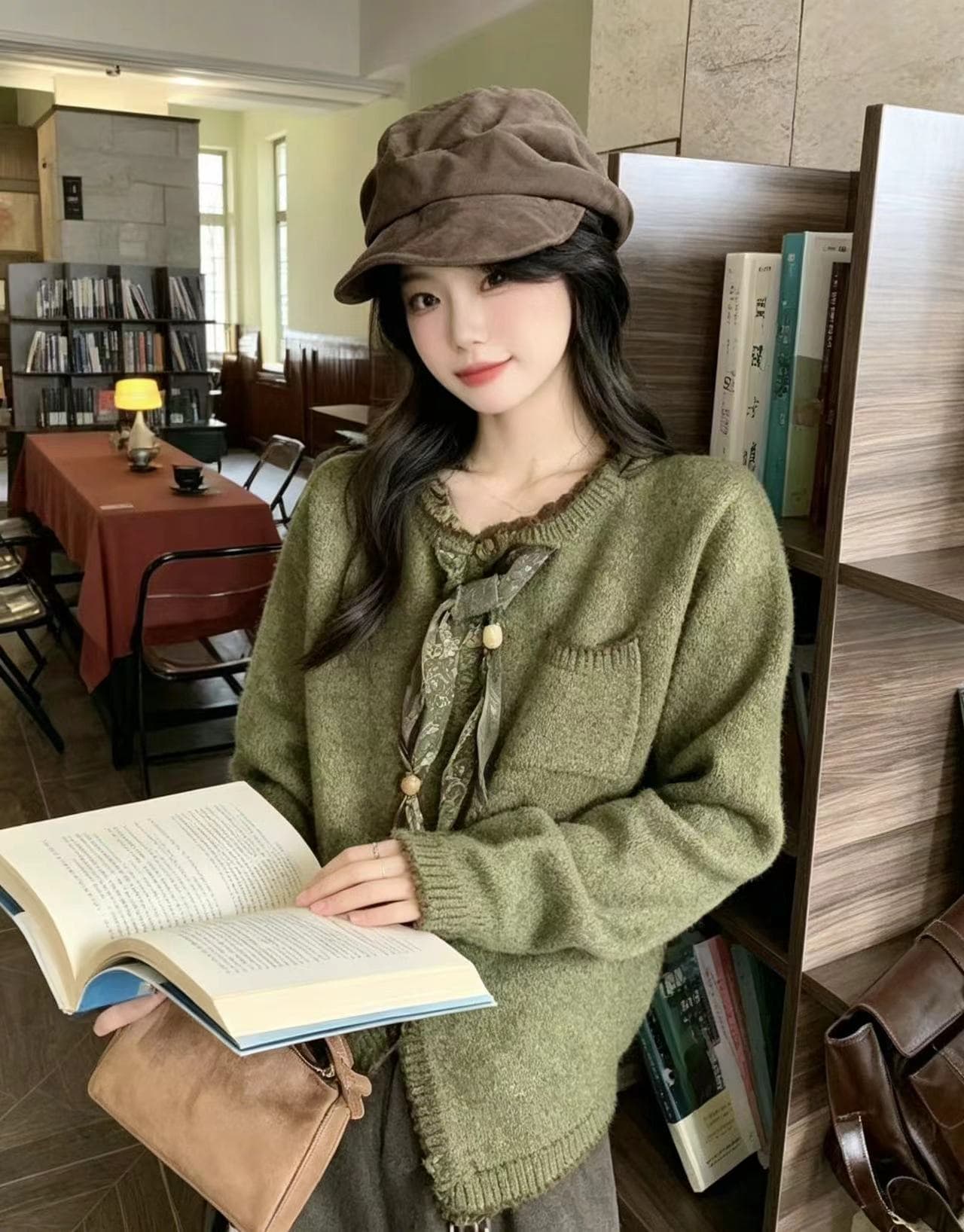 부드러운 품격 고유 한 디자인 센스 레이스업 핑크색 스웨터 여자 2026 새로운 머저리 두꺼운 수 있습니다. 인사이드 가져 가라. 외출용 맨위 이미지 4