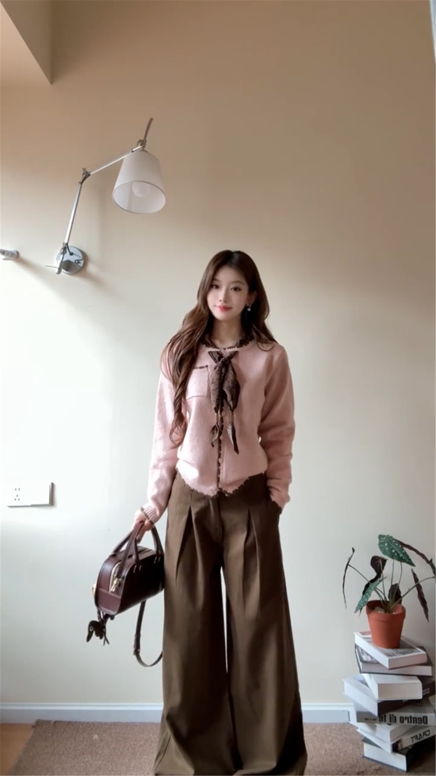 부드러운 품격 고유 한 디자인 센스 레이스업 핑크색 스웨터 여자 2026 새로운 머저리 두꺼운 수 있습니다. 인사이드 가져 가라. 외출용 맨위 상세 이미지 7