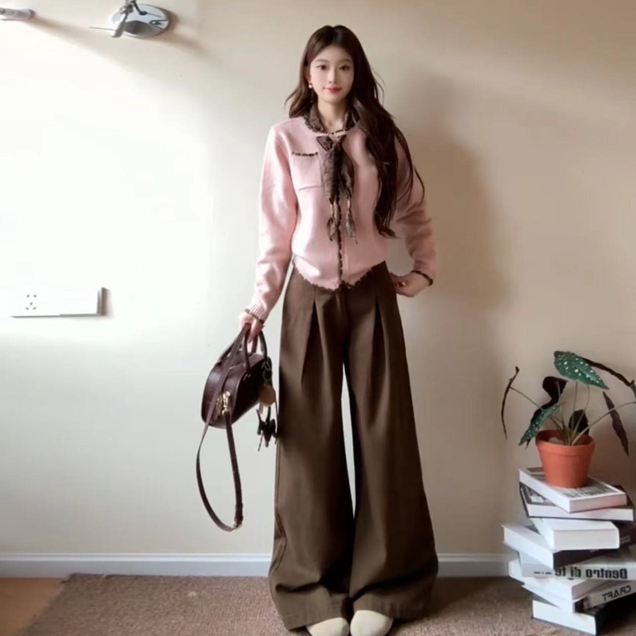 부드러운 품격 고유 한 디자인 센스 레이스업 핑크색 스웨터 여자 2026 새로운 머저리 두꺼운 수 있습니다. 인사이드 가져 가라. 외출용 맨위 상세 이미지 14