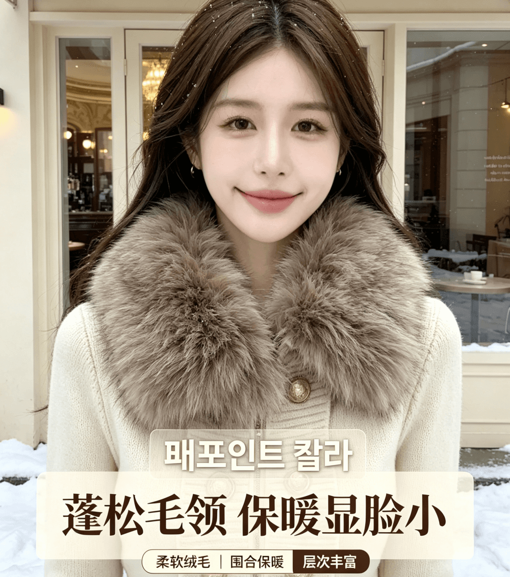 한국 동대문 디자인 센스 모피 칼라 지퍼 니트 오픈 가디건 여성 의류 가을 품격 슬림해 보이는 다용도 스웨터 코트 상세 이미지 3