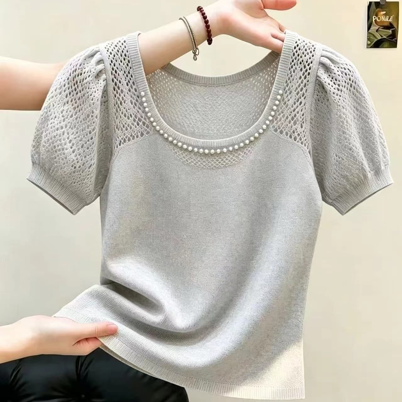 부드러운 한 부서 녹색 스트라이프 v 리더쉽 단추 니트 스웨터 홀로우 아웃 숄 얇은 스타일 통기성 자외선 차단 오픈 가디건 상세 이미지 11