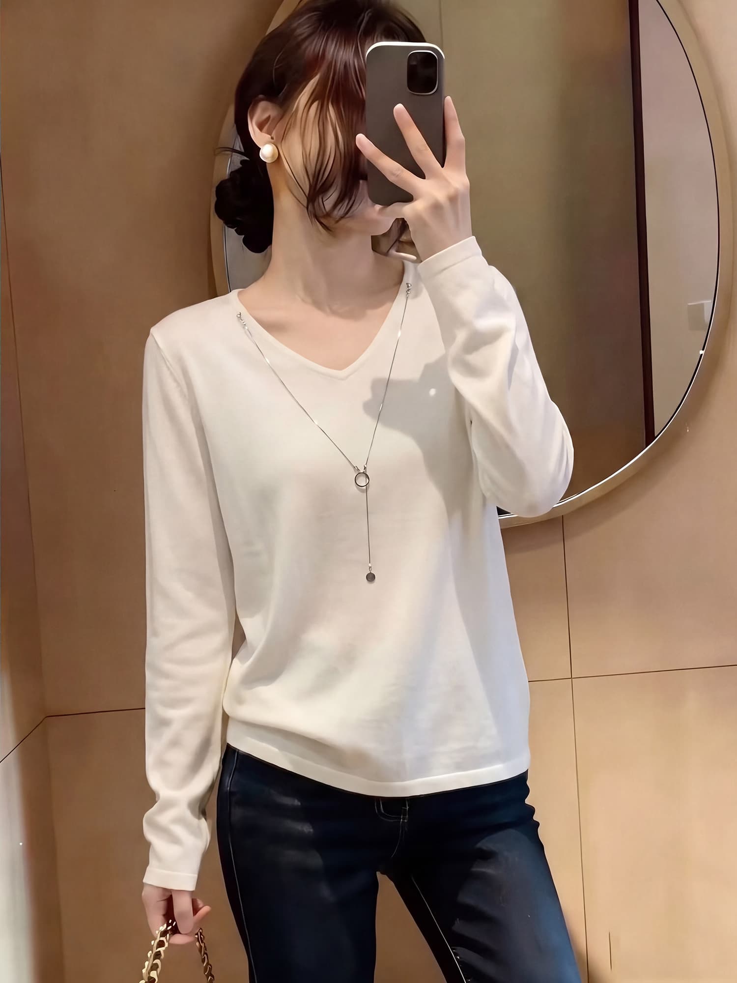 빅 사이즈 지방 mm 가을 새로운 느긋한 바람 긴팔 니트 루즈핏 슬림해 보이는 스웨터 맨위 상세 이미지 5
