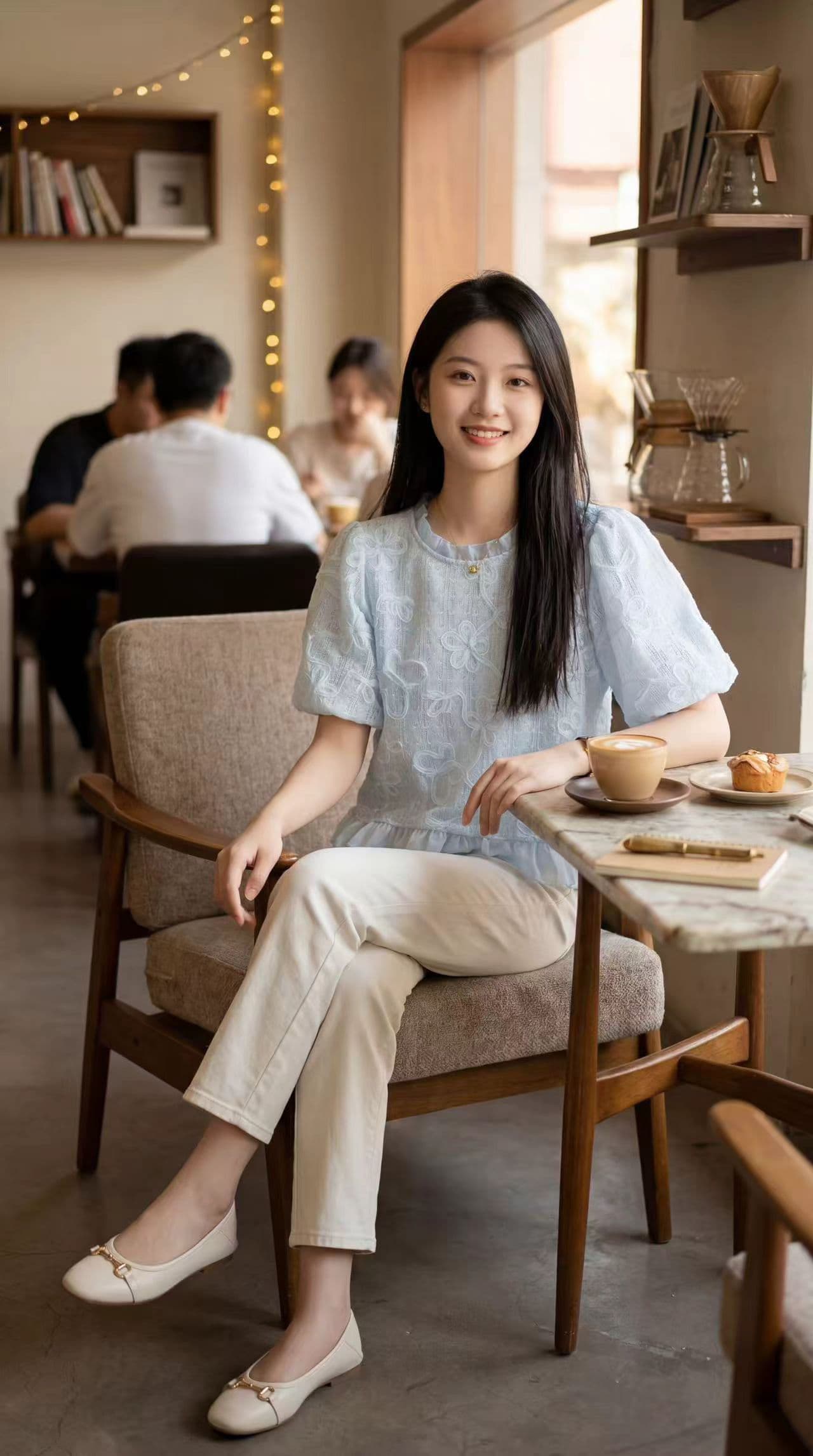 숙녀 바람 화이트 자카드 자수 쉬폰 여성 셔츠 여름 새로운 디자인 센스 루즈핏 표지 배 거품 소매 맨위 이미지 2