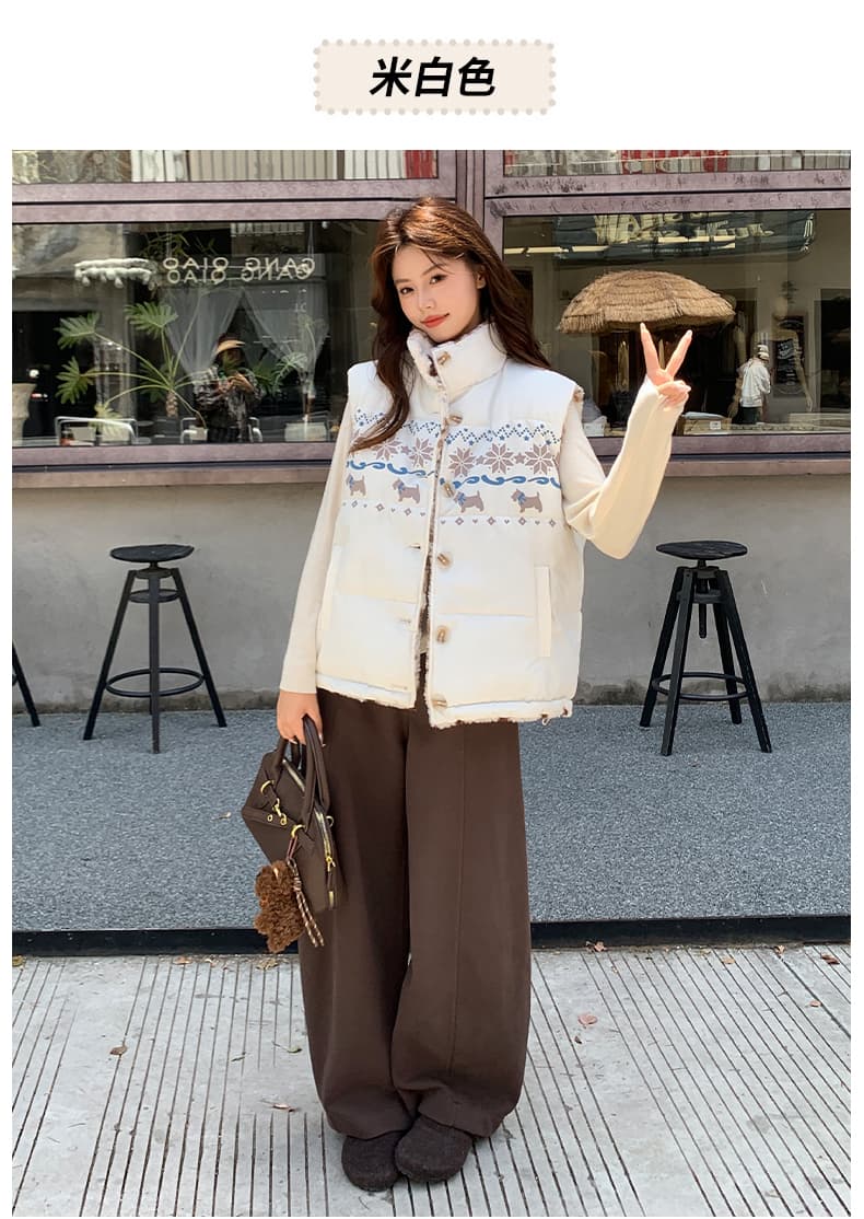 양면 착용 양털 조끼 여자 외출용 겨울 두꺼운 보온 조끼 플리스 스탠드 칼라 면 의류 재킷 상세 이미지 14