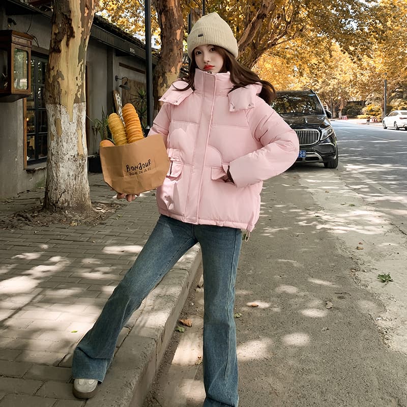 실사 빅 사이즈 면 의류 통통한 여동생 겨울 새로운 한국 스타일 루즈핏 두꺼운 패딩 재킷 작은 키 면 옷