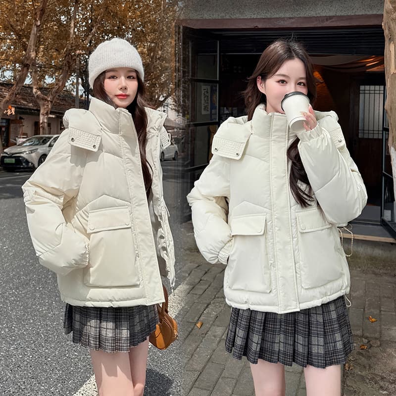 실사 빅 사이즈 면 의류 통통한 여동생 겨울 새로운 한국 스타일 루즈핏 두꺼운 패딩 재킷 작은 키 면 옷