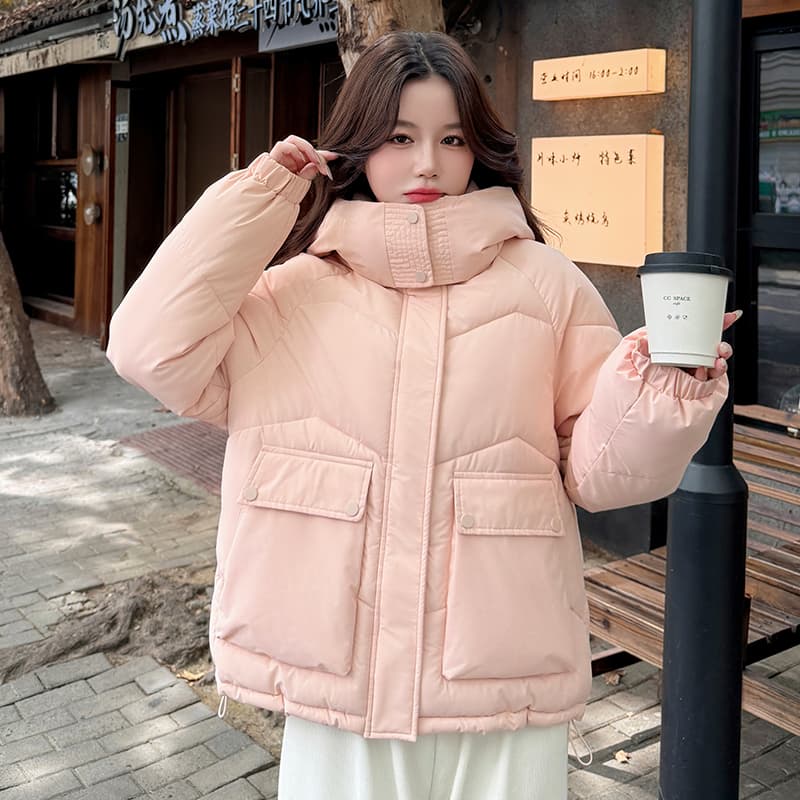 실사 빅 사이즈 면 의류 통통한 여동생 겨울 새로운 한국 스타일 루즈핏 두꺼운 패딩 재킷 작은 키 면 옷 이미지 3