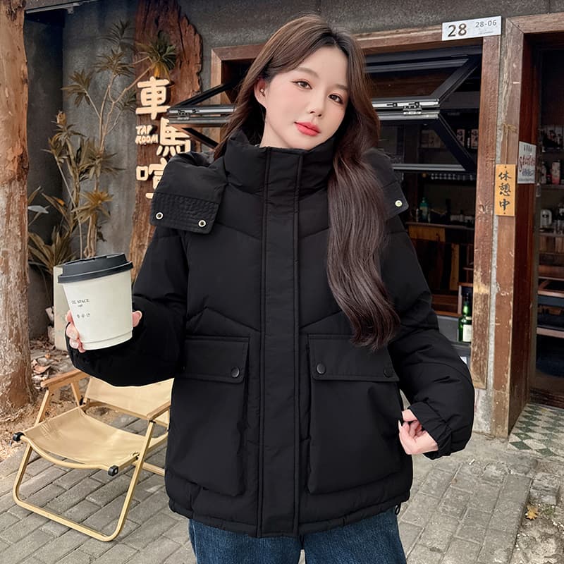 실사 빅 사이즈 면 의류 통통한 여동생 겨울 새로운 한국 스타일 루즈핏 두꺼운 패딩 재킷 작은 키 면 옷 이미지 5