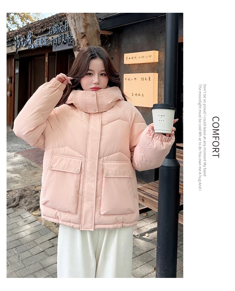 실사 빅 사이즈 면 의류 통통한 여동생 겨울 새로운 한국 스타일 루즈핏 두꺼운 패딩 재킷 작은 키 면 옷 상세 이미지 17