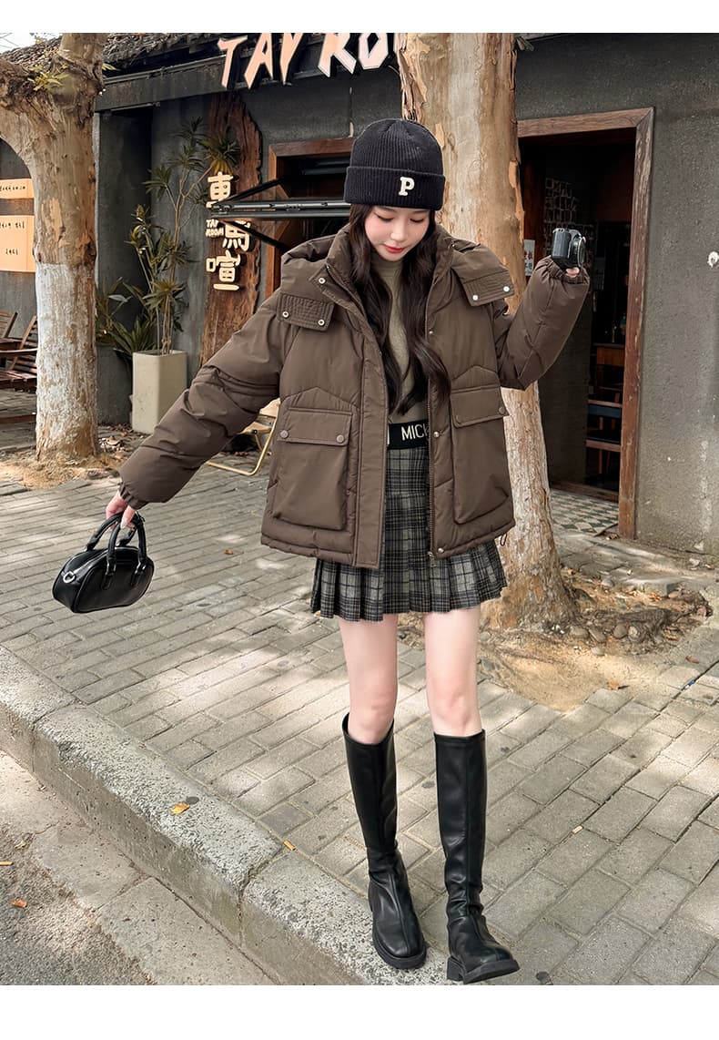 실사 빅 사이즈 면 의류 통통한 여동생 겨울 새로운 한국 스타일 루즈핏 두꺼운 패딩 재킷 작은 키 면 옷 상세 이미지 28