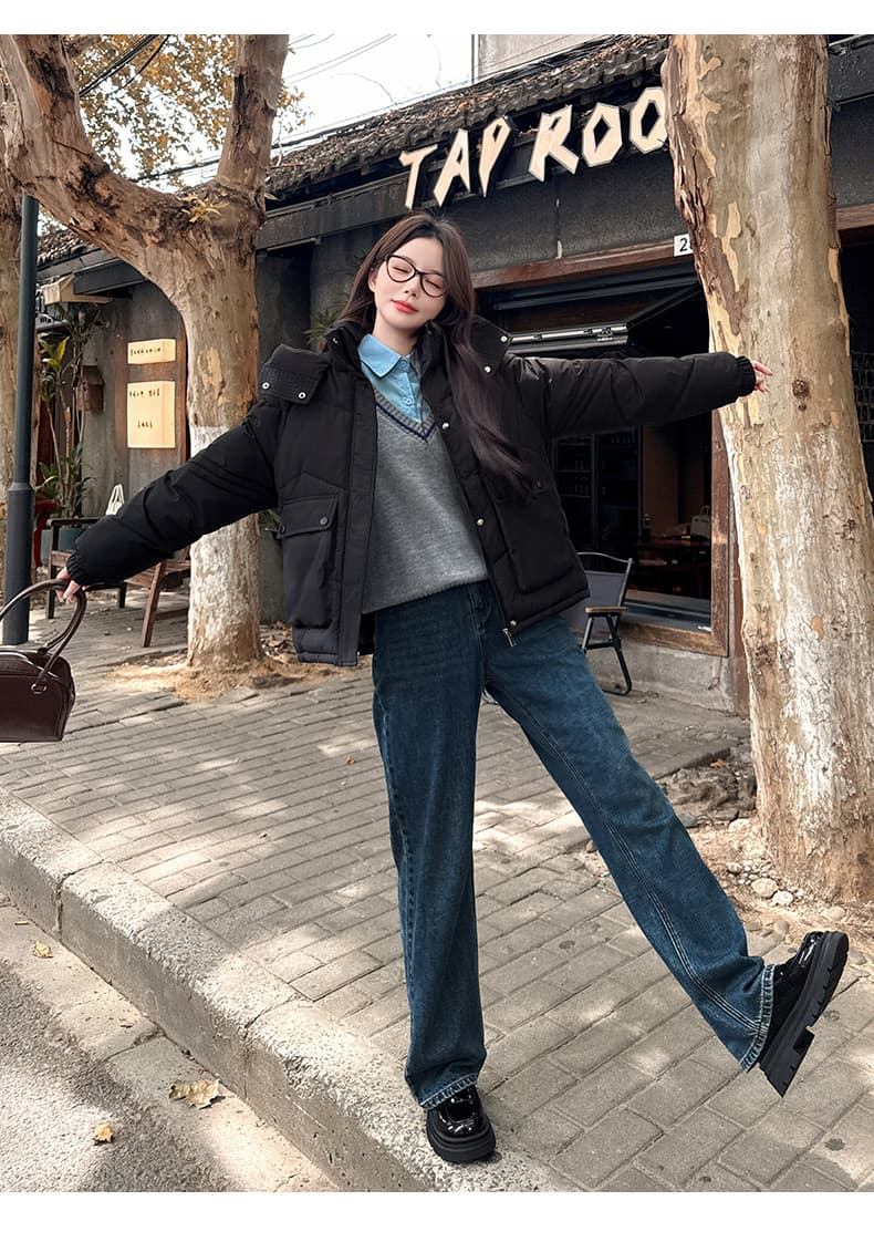 실사 빅 사이즈 면 의류 통통한 여동생 겨울 새로운 한국 스타일 루즈핏 두꺼운 패딩 재킷 작은 키 면 옷 상세 이미지 42