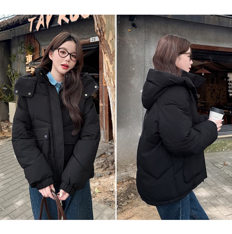 실사 빅 사이즈 면 의류 통통한 여동생 겨울 새로운 한국 스타일 루즈핏 두꺼운 패딩 재킷 작은 키 면 옷 상세 이미지 44