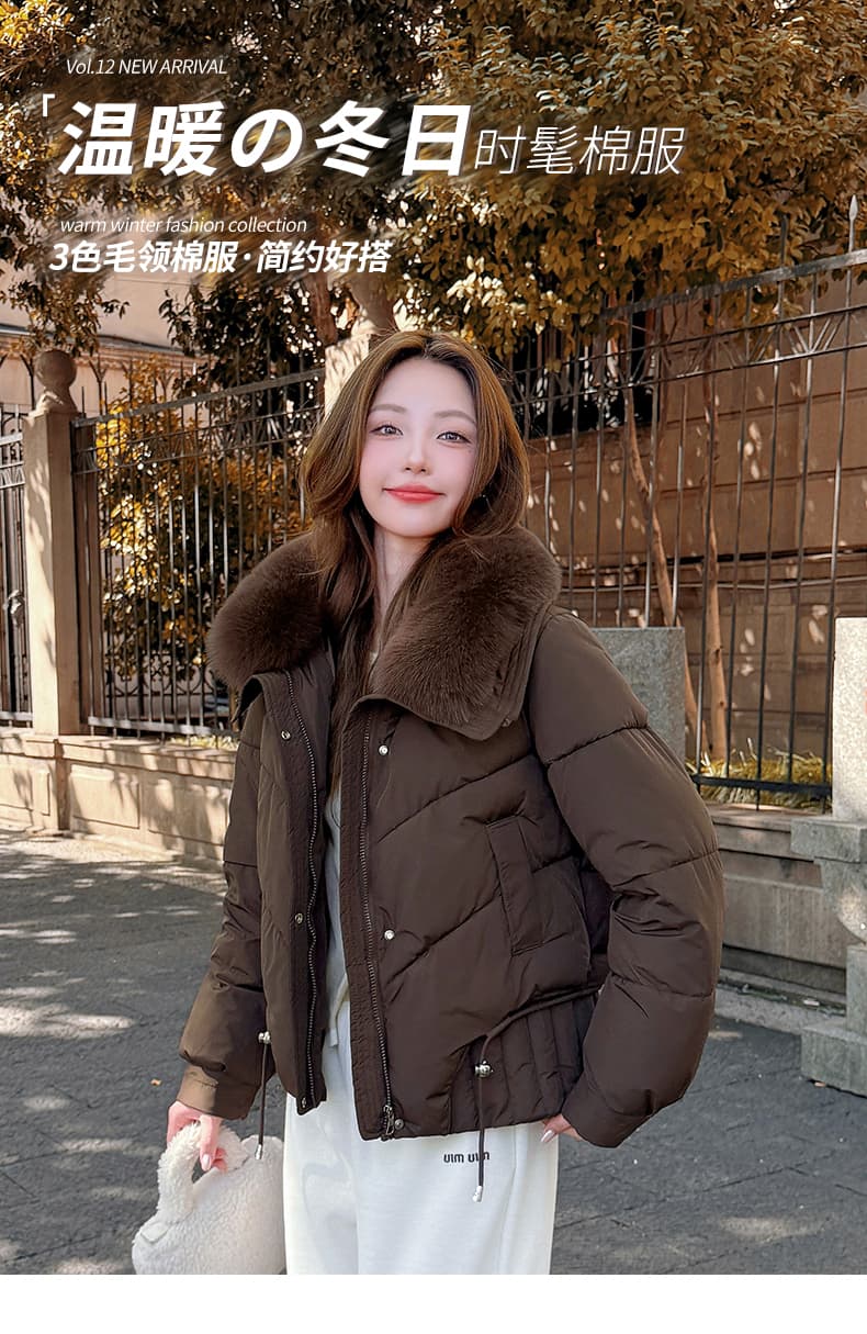 실사 빅 사이즈 면 의류 통통한 여동생 겨울 새로운 한국 스타일 루즈핏 두꺼운 패딩 재킷 작은 키 면 옷 상세 이미지 2