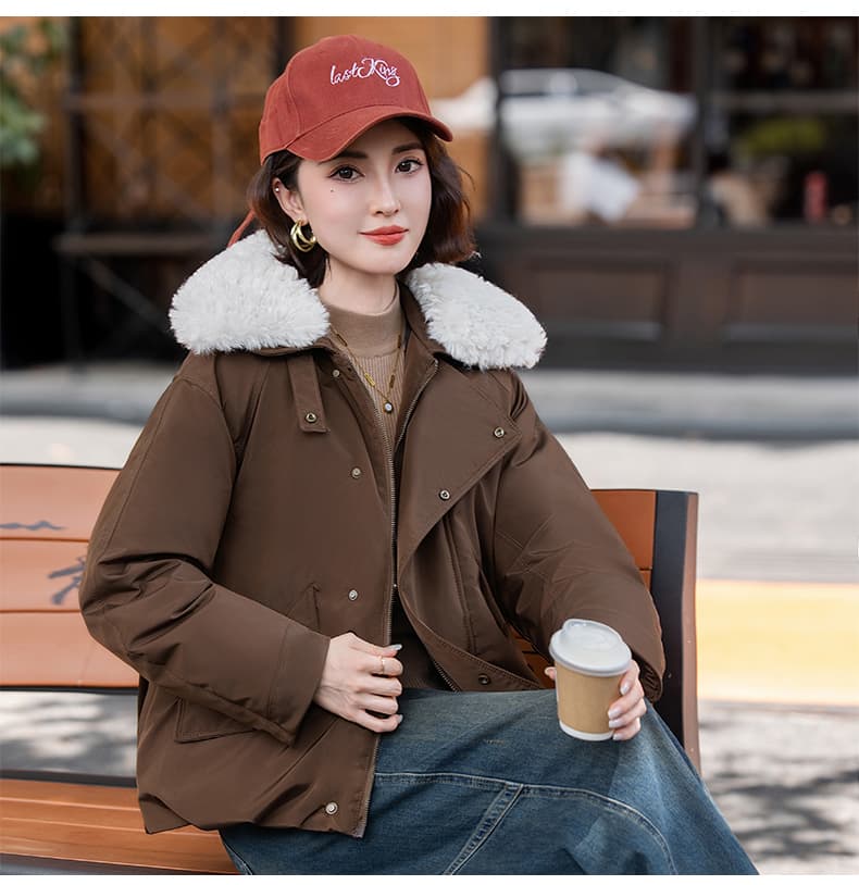 실사 빅 사이즈 면 의류 통통한 여동생 겨울 새로운 한국 스타일 루즈핏 두꺼운 패딩 재킷 작은 키 면 옷 상세 이미지 33