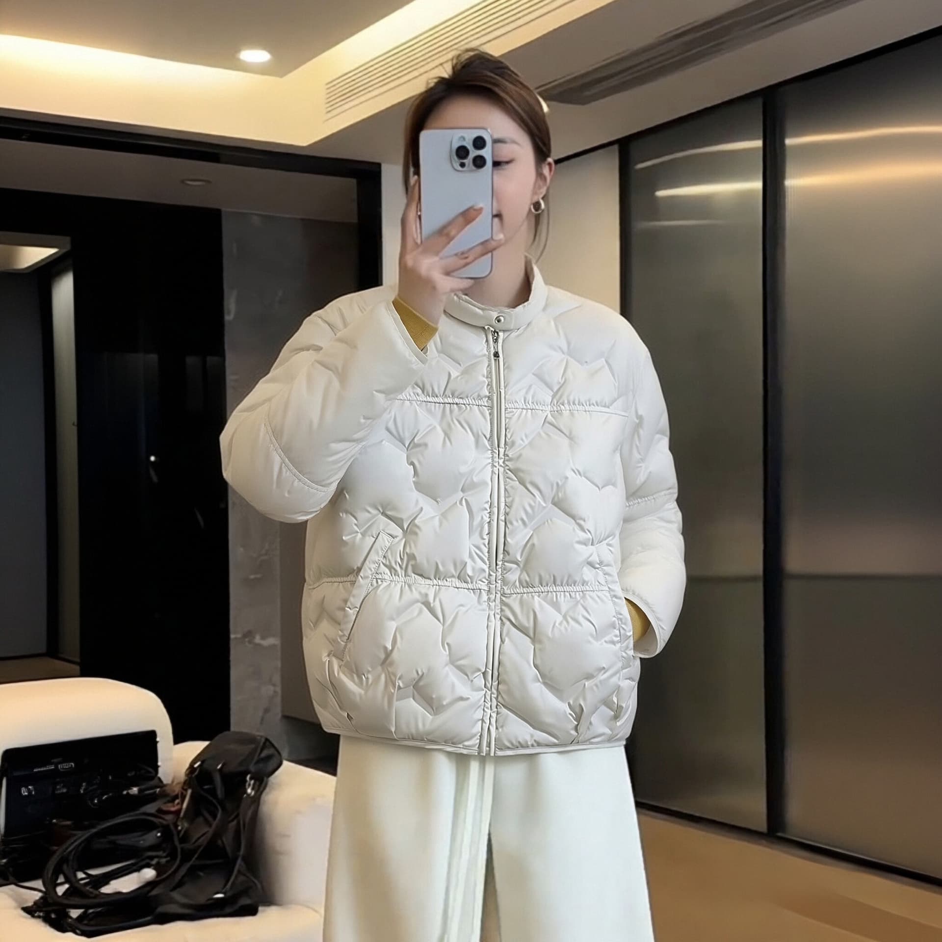 실사 빅 사이즈 면 의류 통통한 여동생 겨울 새로운 한국 스타일 루즈핏 두꺼운 패딩 재킷 작은 키 면 옷 이미지 3