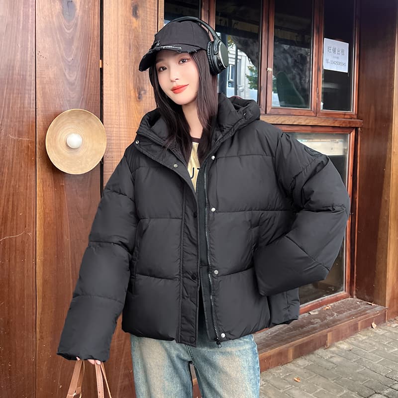 실사 빅 사이즈 면 의류 통통한 여동생 겨울 새로운 한국 스타일 루즈핏 두꺼운 패딩 재킷 작은 키 면 옷 이미지 3